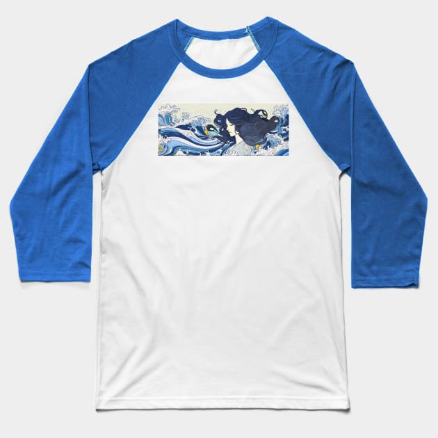 Woman and waves Baseball T-Shirt by etherElric